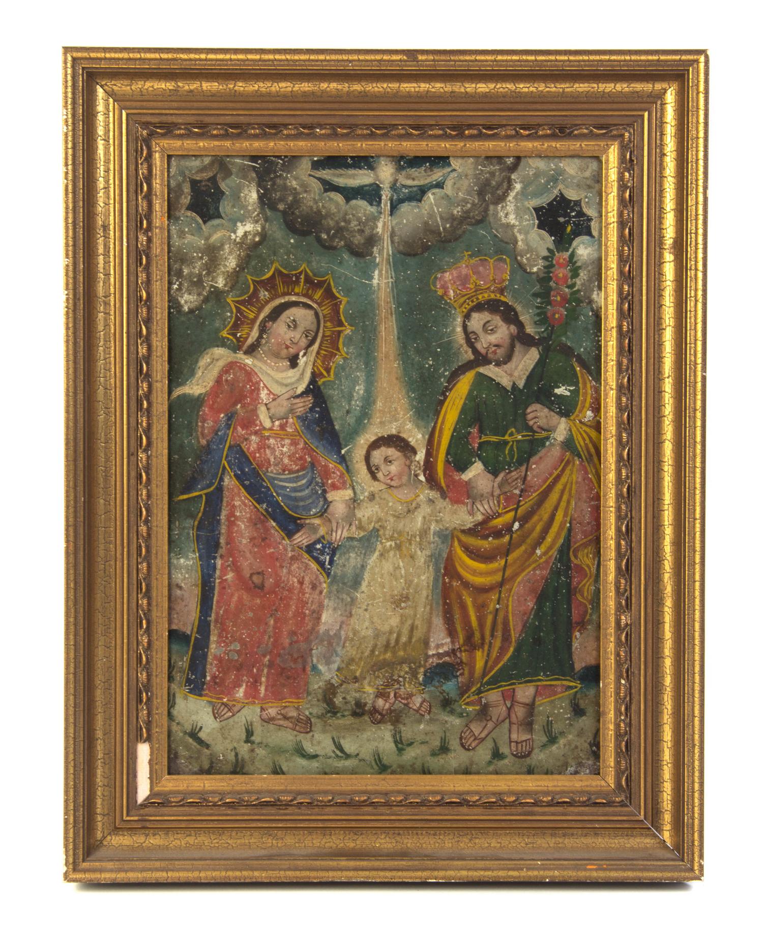 A Spanish Colonial Retablo, 18TH/19TH CENTURY, Height 14 x width 10 inches. — 18TH/19TH CENTURY,