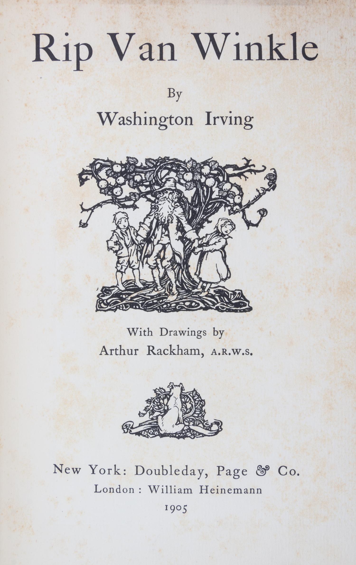 (WEITZ-COLEMAN; RACKHAM, ARTHUR) IRVING, WASHINGTON. Rip Van Winkle. NY, 1905. Finely bound by Herbie Weitz.
