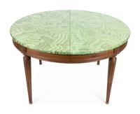A Painted Faux-Malachite Top and Mahogany Dining Room Table — 20TH CENTURY