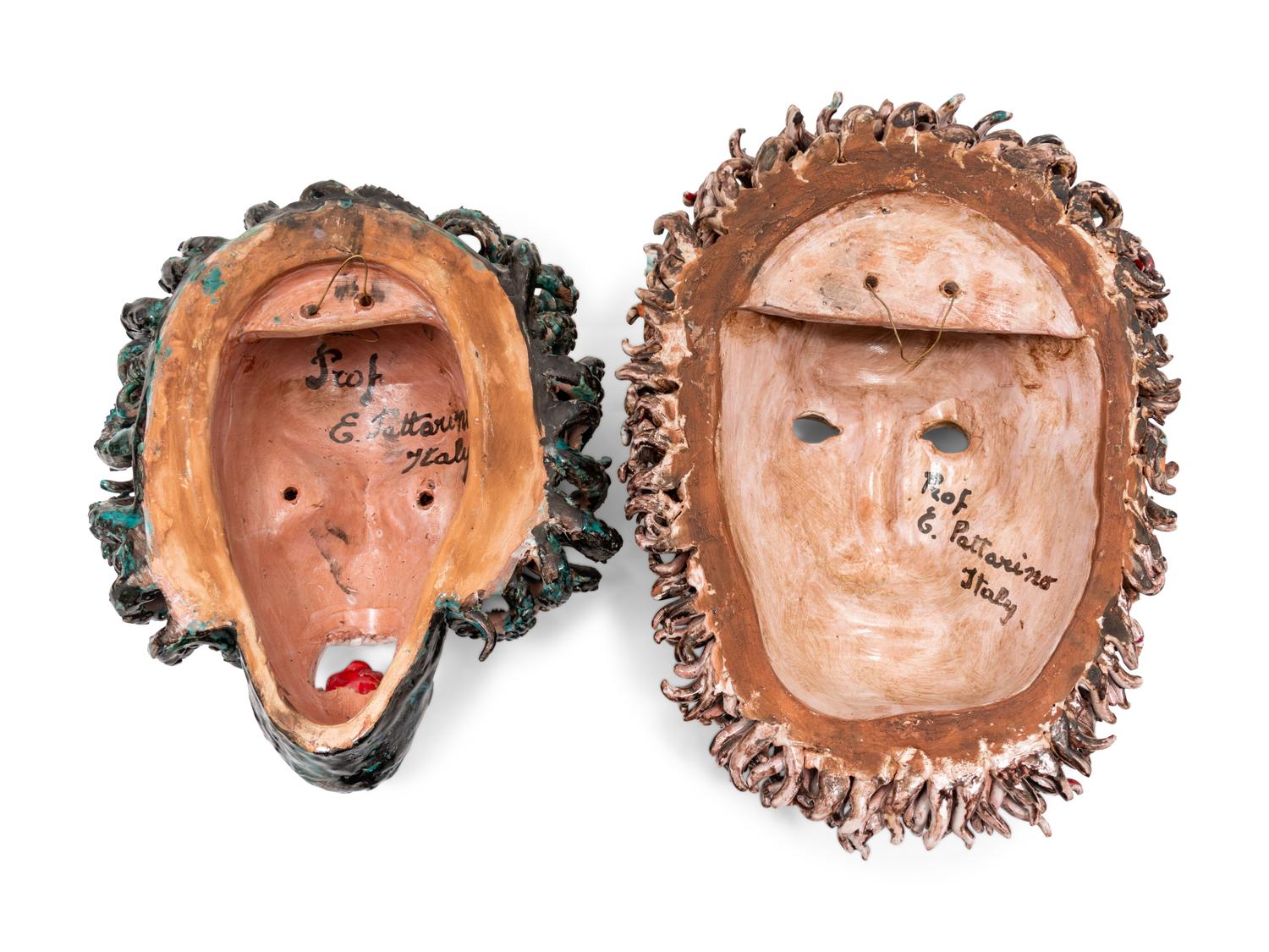 A Pair of Terra Cotta Opera Masks