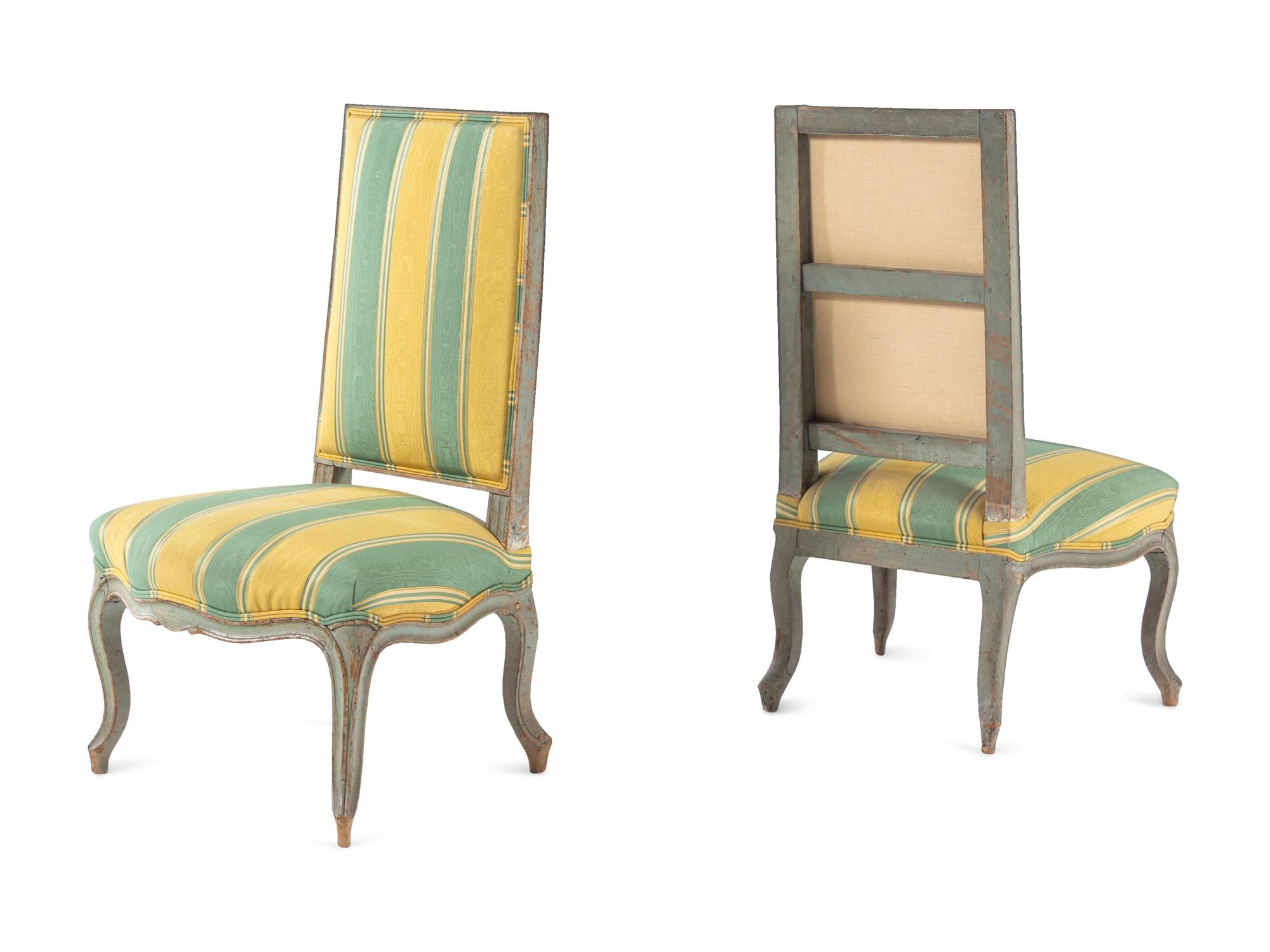 A Pair of Louis XV Painted Chaises