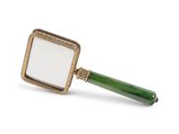 A Fabergé Silver-Gilt and Carved Nephrite Jade Magnifying Glass