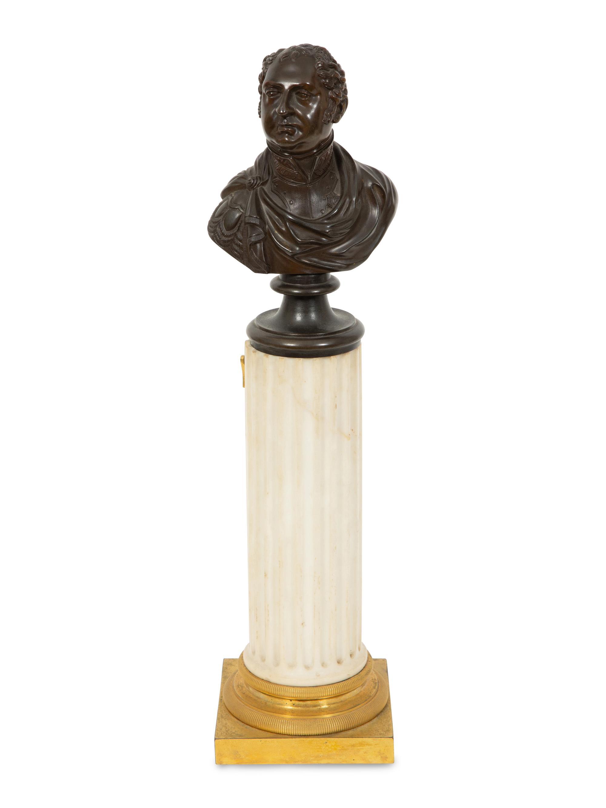An English Gilt and Patinated Bronze and Marble Pocket Watch Stand