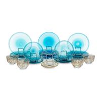 A Set of Blown Blue Glass Tableware