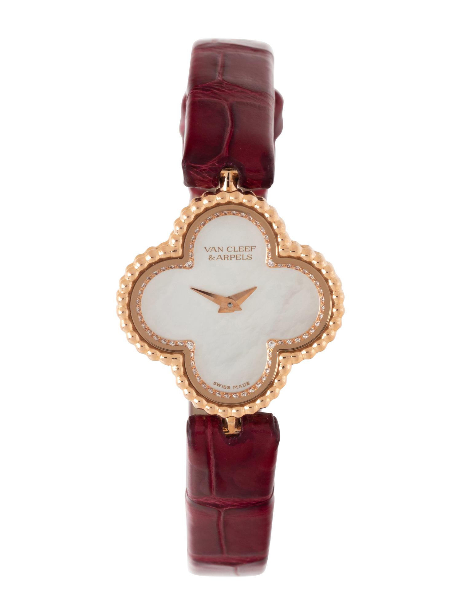 VAN CLEEF & ARPELS, 18K ROSE GOLD AND MOTHER-OF-PEARL 'SWEET ALHAMBRA' WATCH