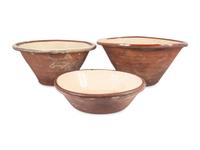 Three Redware Mixing Bowls