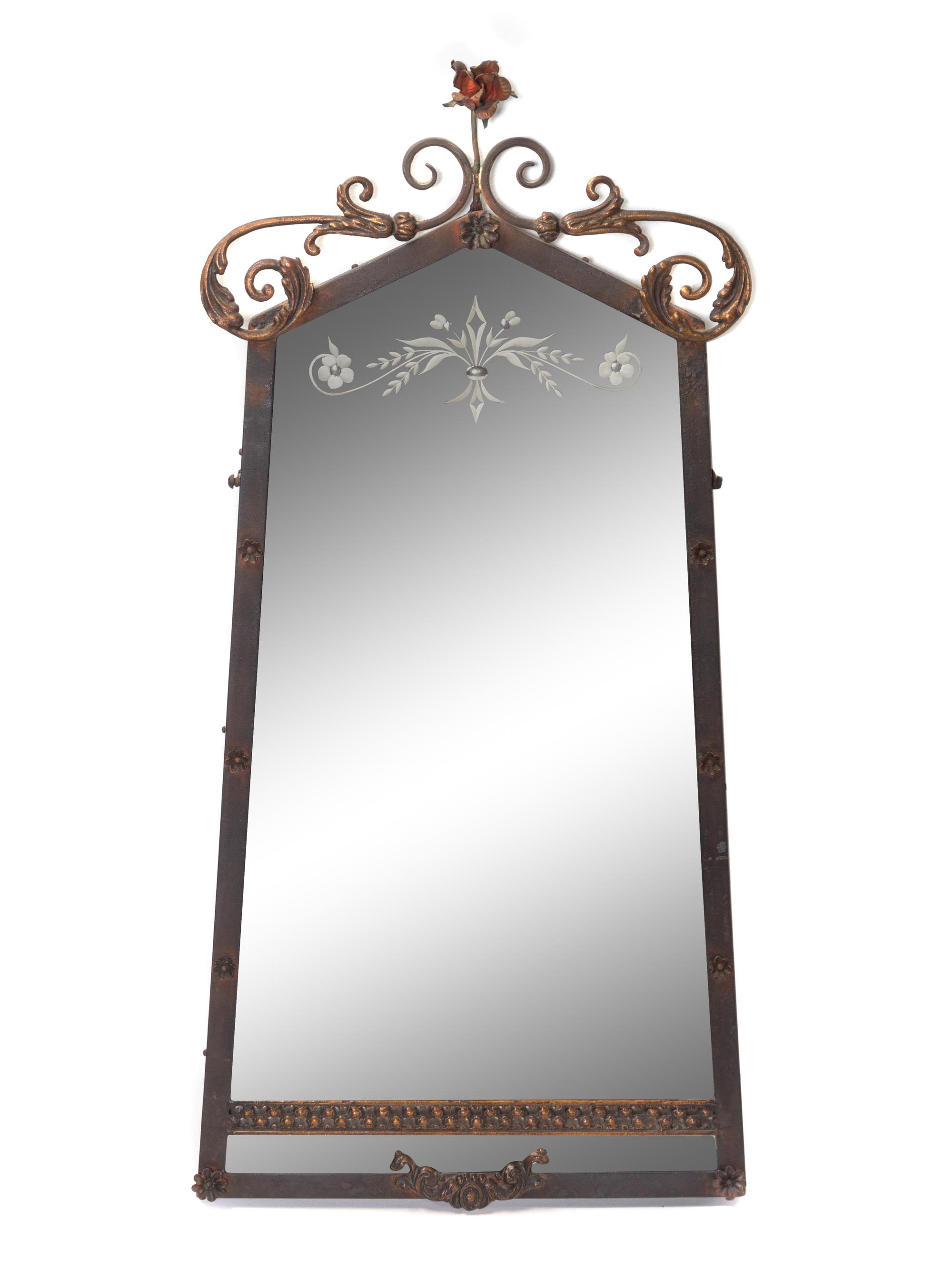 An Edgar Brandt-Style Iron Console and Mirror
