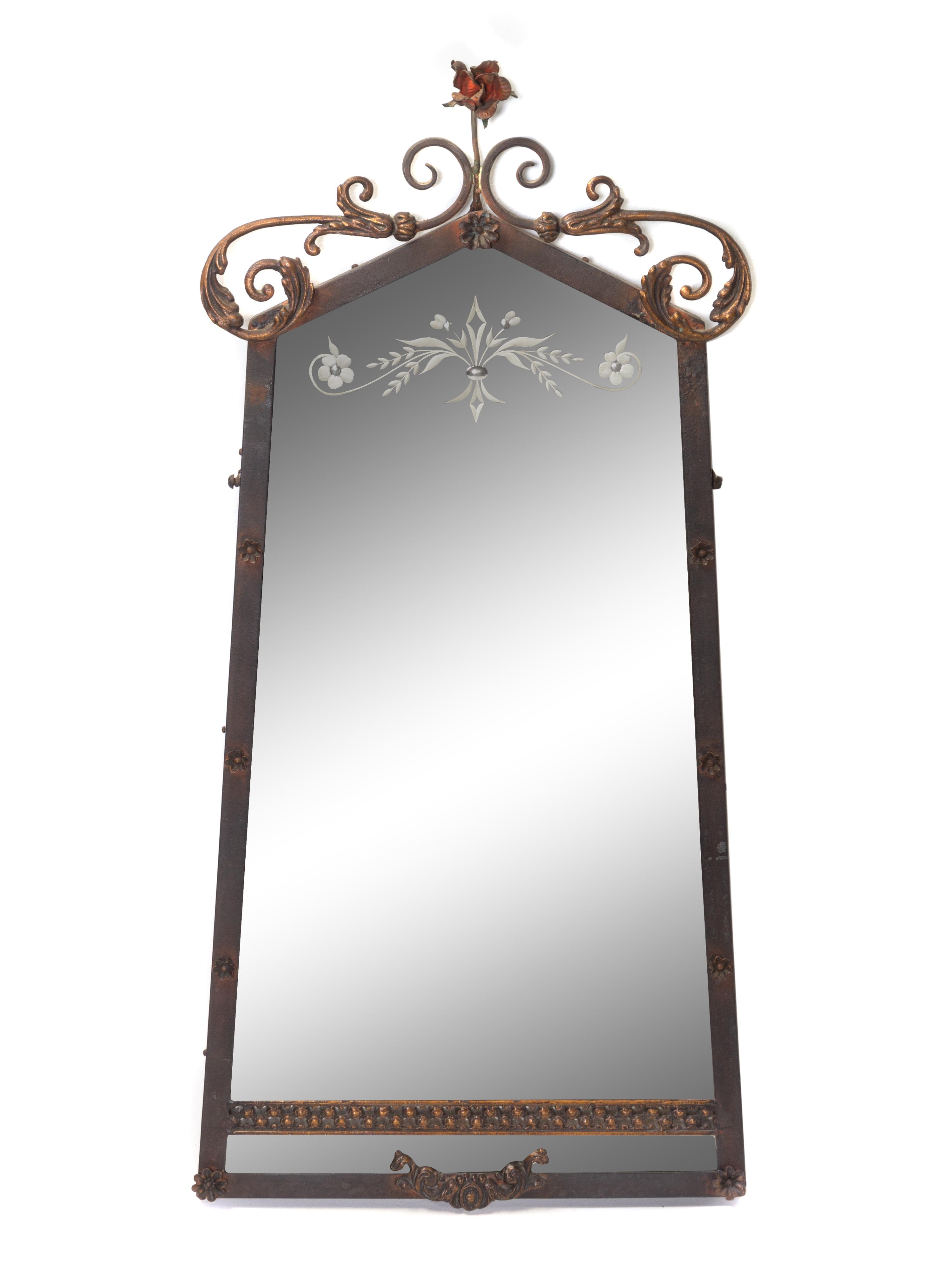 An Edgar Brandt-Style Iron Console and Mirror