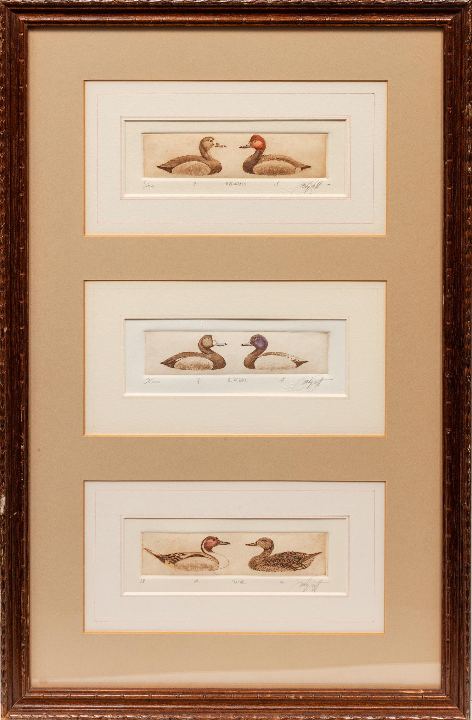 Six Framed Prints, in Four Frames: Green-Winged Teal, Artist's Proof; Goldeneye & Bluebill Decoys, edition 34/100; Black Duck, edition 28/100; together in one frame: Redhead , edition 17/100; Bluebill , edition 10/100; Pintail , Artist's Proof