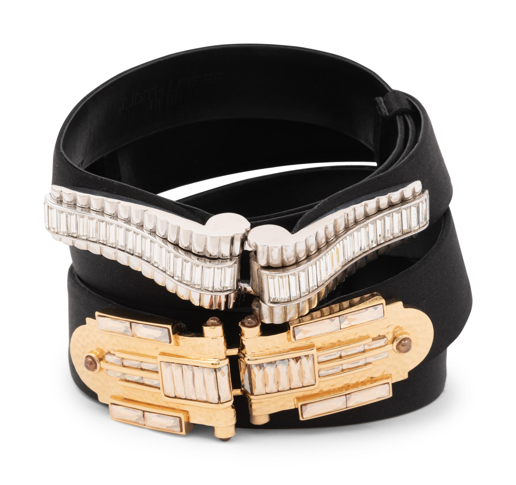 Two Judith Leiber Art Deco Style Belts, 1980-90s