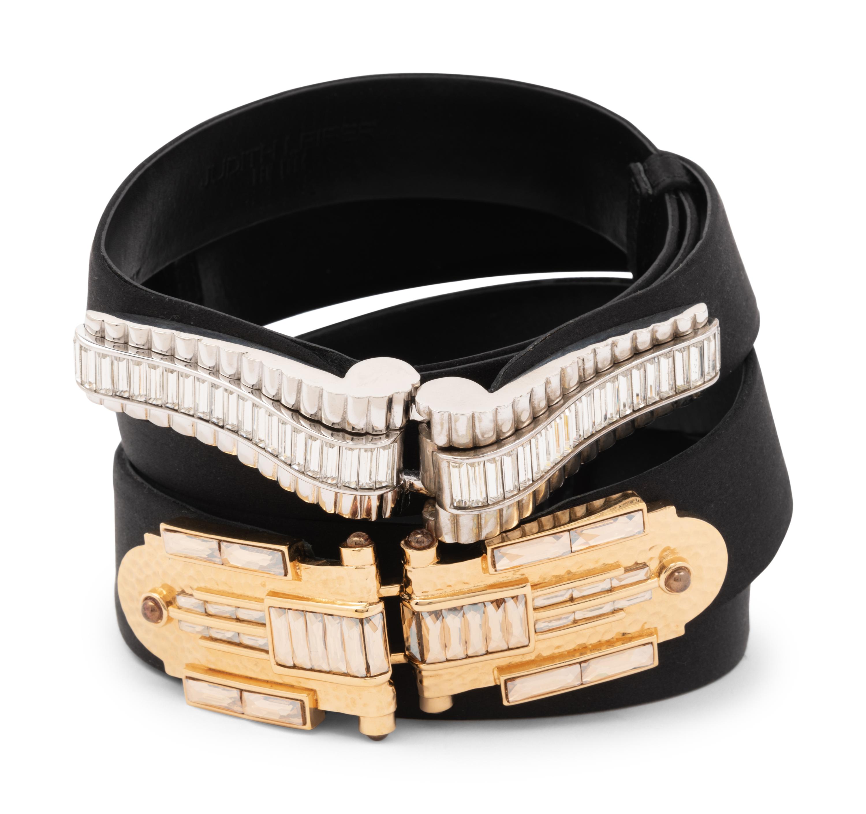 Two Judith Leiber Art Deco Style Belts, 1980-90s