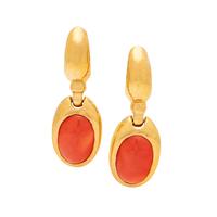 YELLOW GOLD AND CORAL EARCLIPS