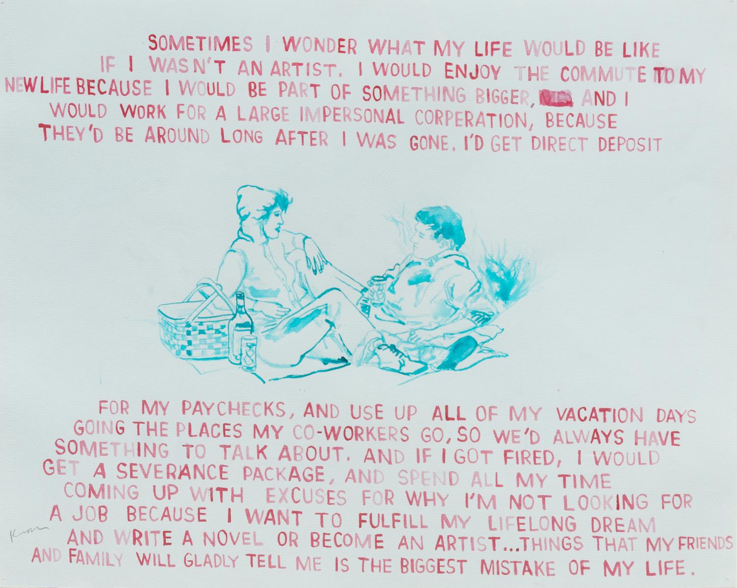 Untitled (I had a wonderful childhood ), 2006, Untitled (sometimes I wonder...), 2005 , and Untitled (Miller A little higher) , 2006 (a group of three works)