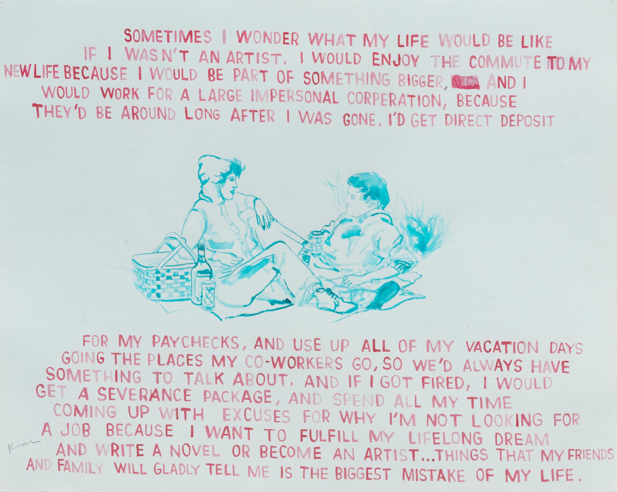 Untitled (I had a wonderful childhood ), 2006, Untitled (sometimes I wonder...), 2005 , and Untitled (Miller A little higher) , 2006 (a group of three works)