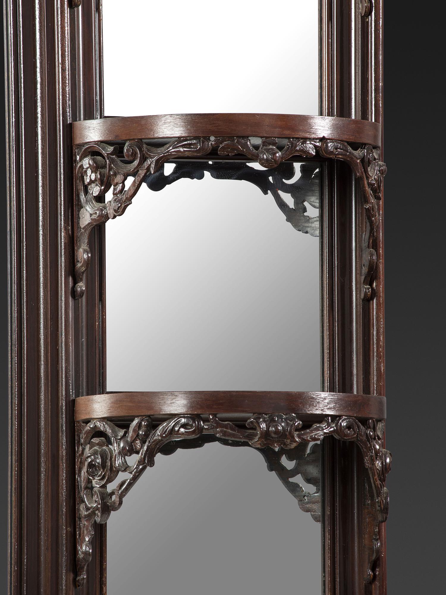 A Renaissance Revival Marble Mounted Carved and Laminated Rosewood Etagere