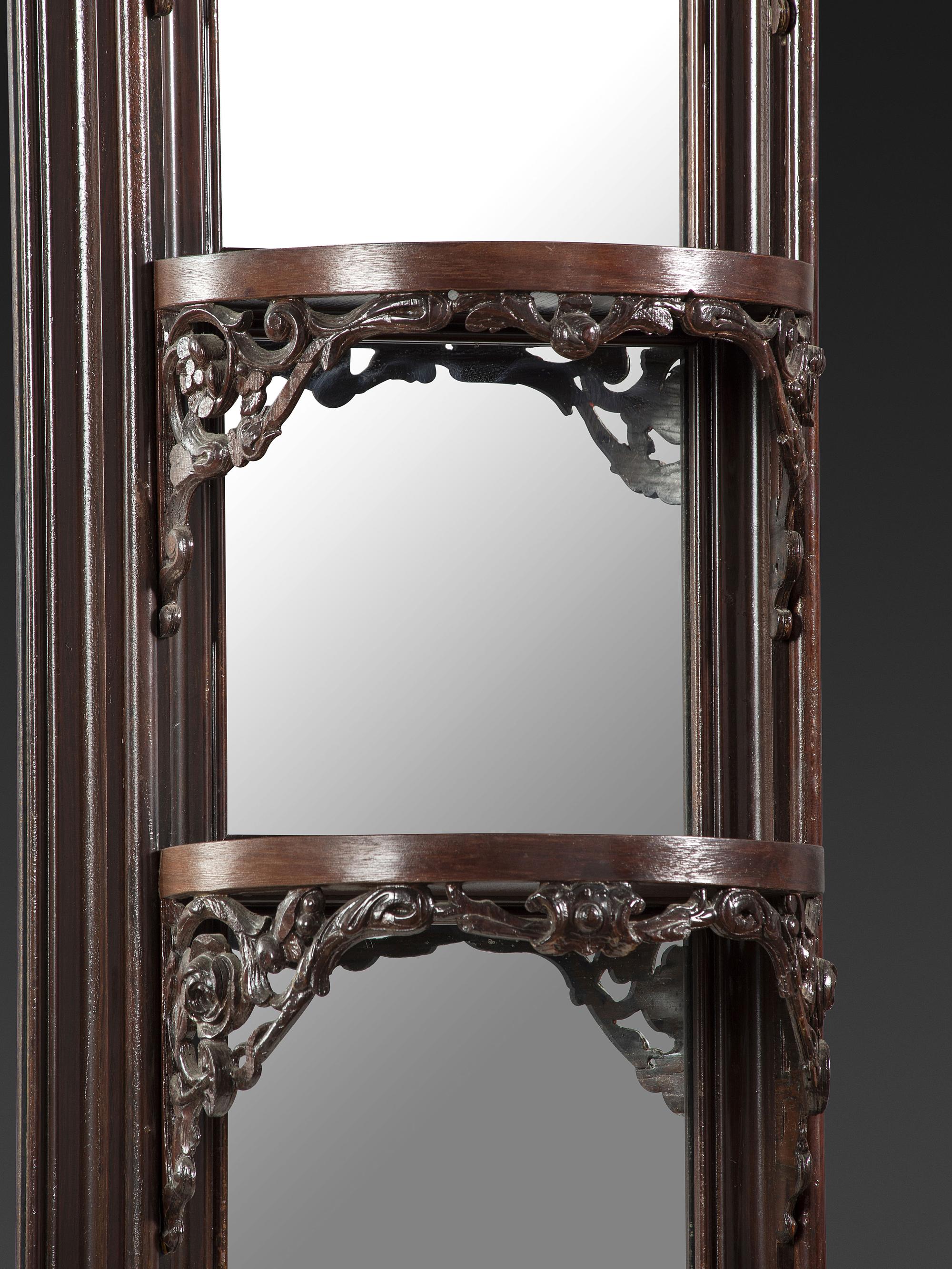 A Renaissance Revival Marble Mounted Carved and Laminated Rosewood Etagere