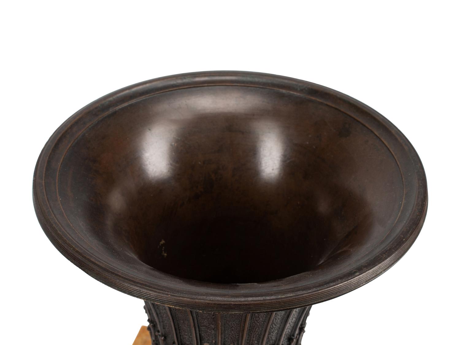 A Pair of Charles X Patinated Bronze and Marble Urns