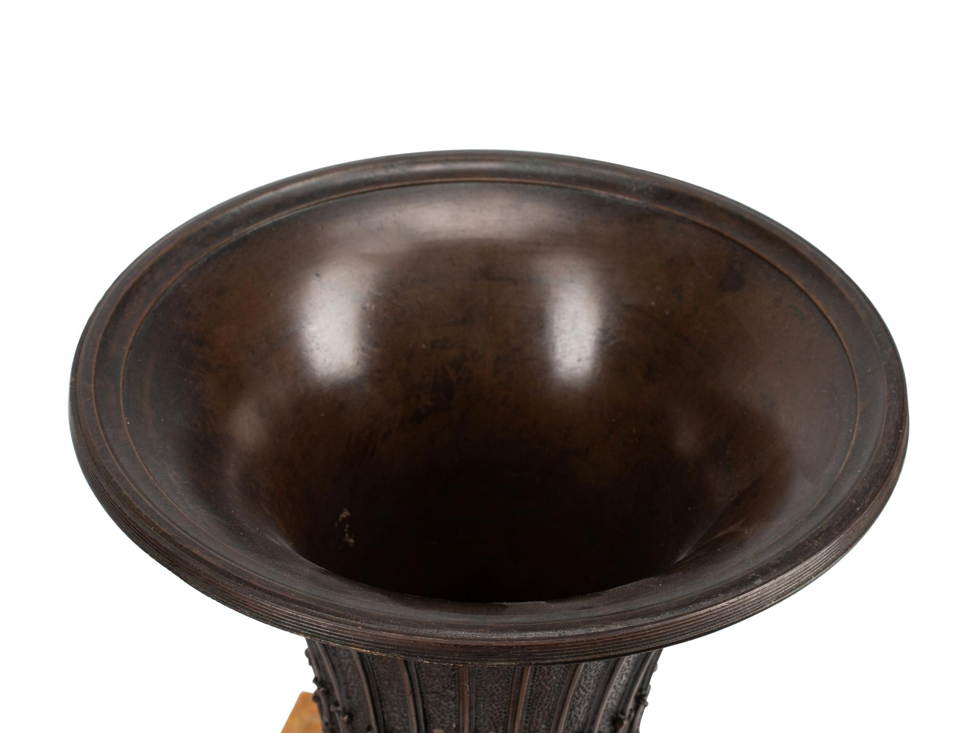 A Pair of Charles X Patinated Bronze and Marble Urns