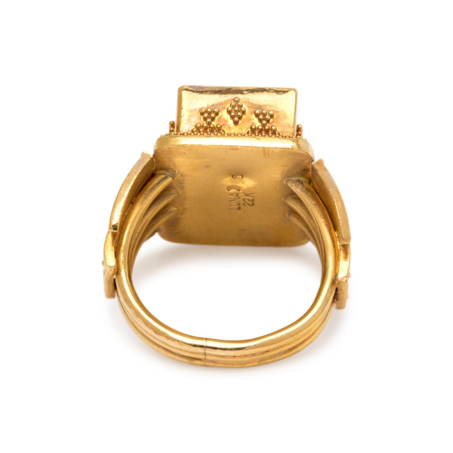 LUNA FELIX GOLDSMITH, YELLOW GOLD AND BICOLOR TOURMALINE RING