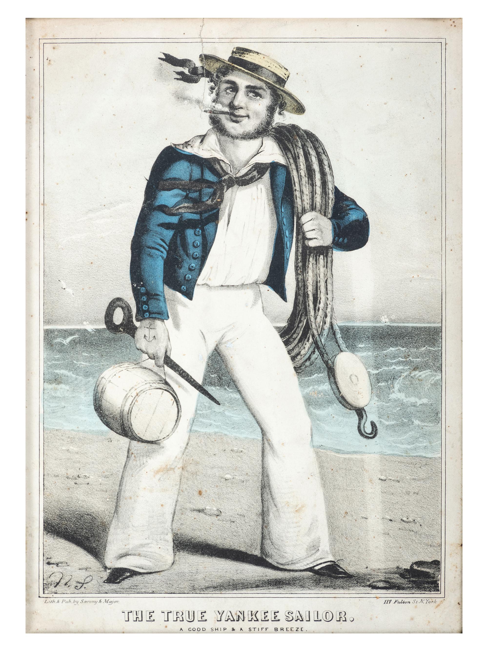 A Sarony & Major Hand-Colored Lithograph, "The True Yankee Sailor"