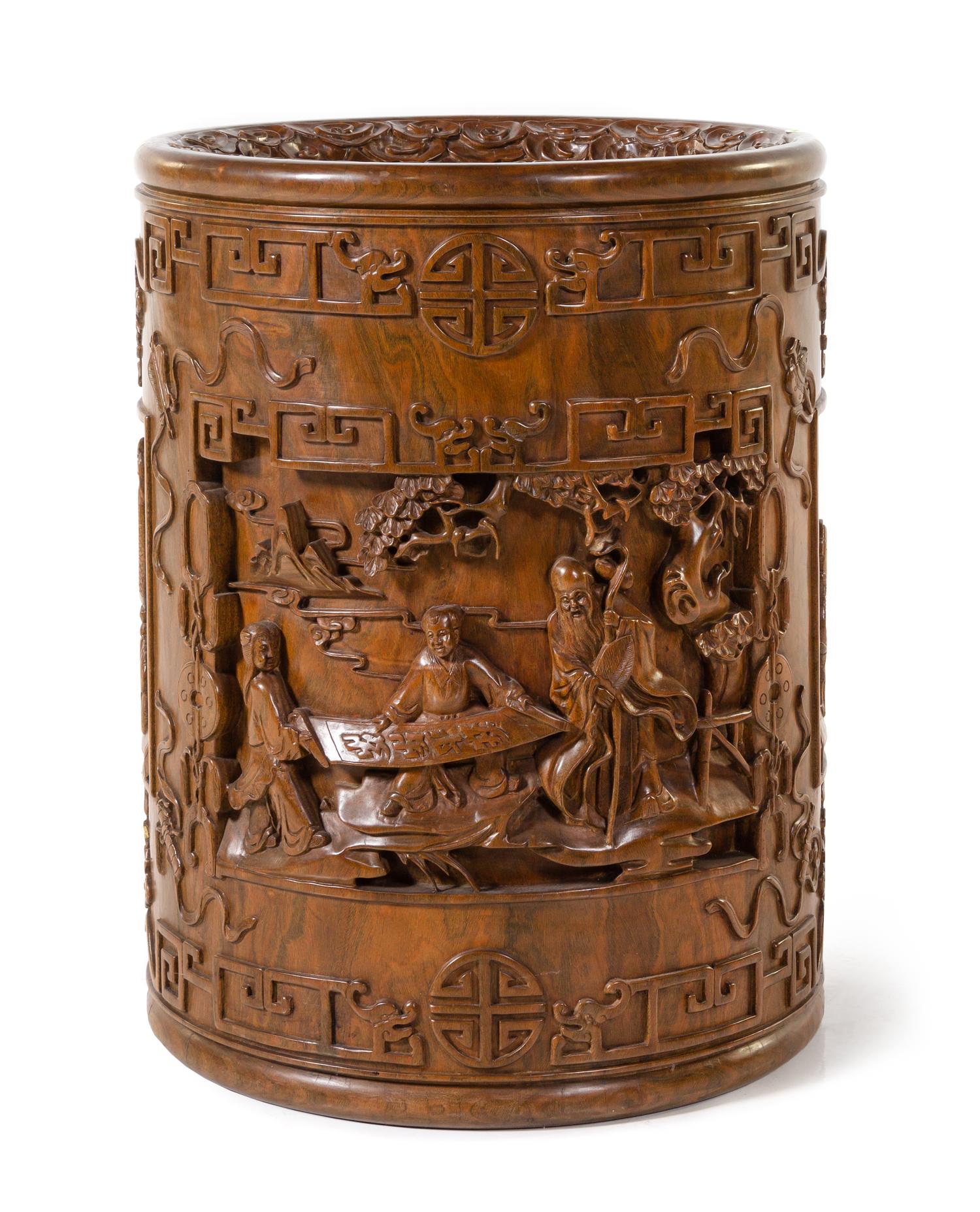 A Large Chinese Hardwood Scrollpot
