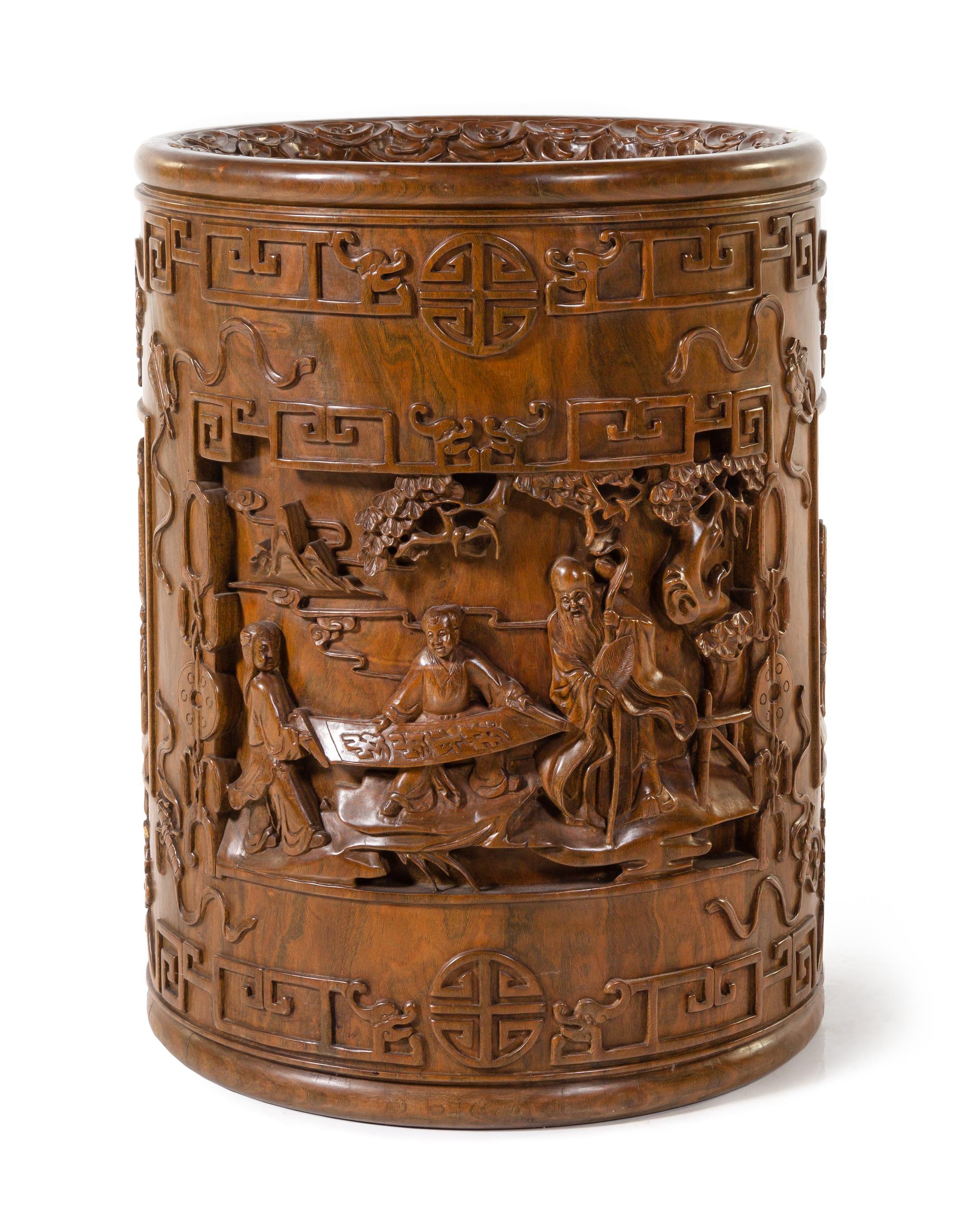 A Large Chinese Hardwood Scrollpot