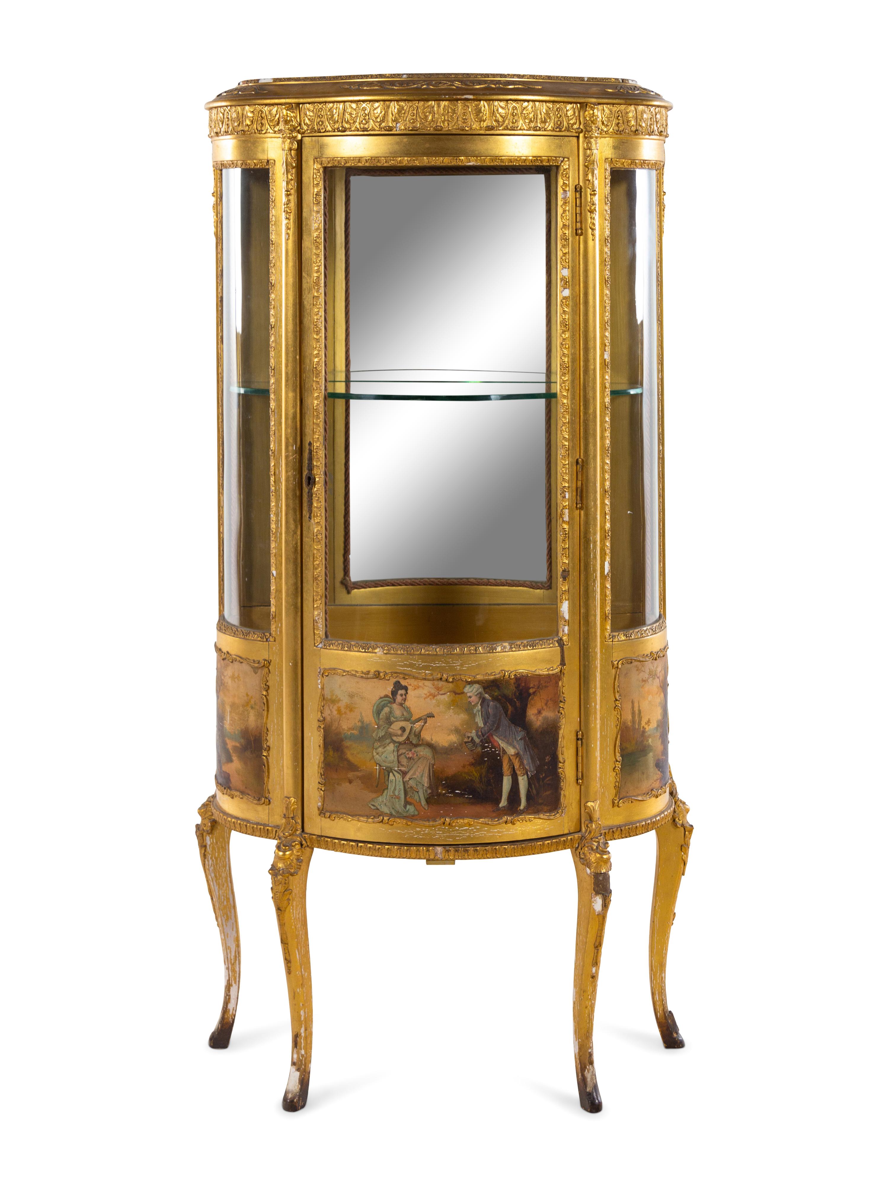 A Louis XV Style Giltwood and Vernis Martin Vitrine