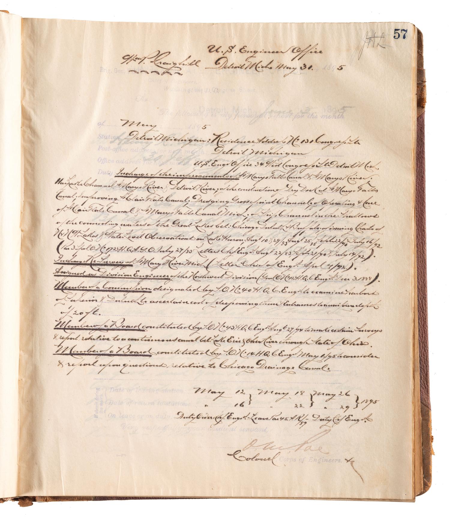 [ENGINEERING] -- [CIVIL WAR]. Group of 3 letterpress copybooks containing ca 1885-1895 correspondence of US Army officer and engineer Orlando Metcalf Poe (1832-1895).
