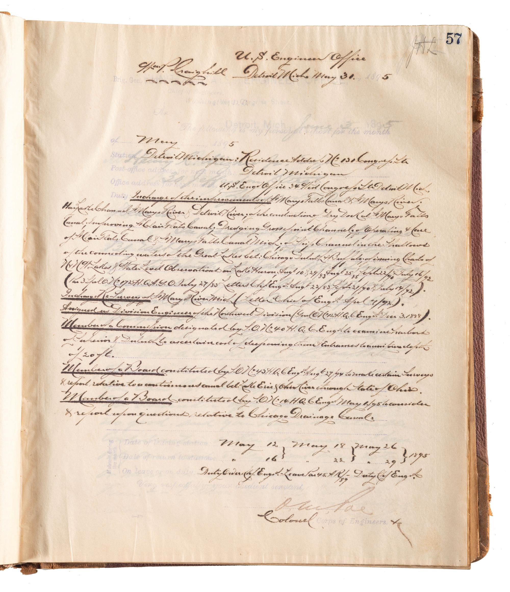 [ENGINEERING] -- [CIVIL WAR]. Group of 3 letterpress copybooks containing ca 1885-1895 correspondence of US Army officer and engineer Orlando Metcalf Poe (1832-1895).