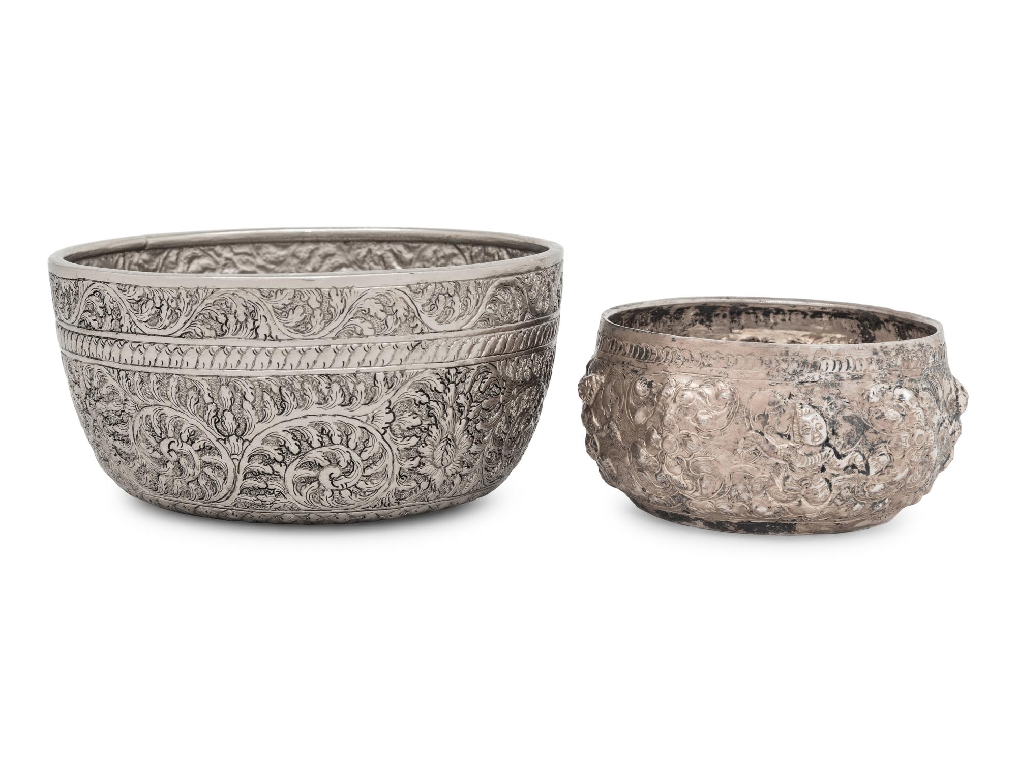 Two Burmese Silver Bowls