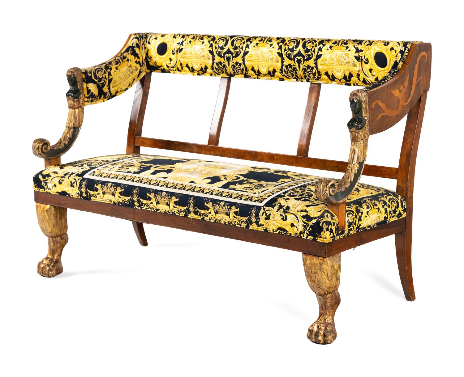 A North European Painted and Parcel Gilt Settee