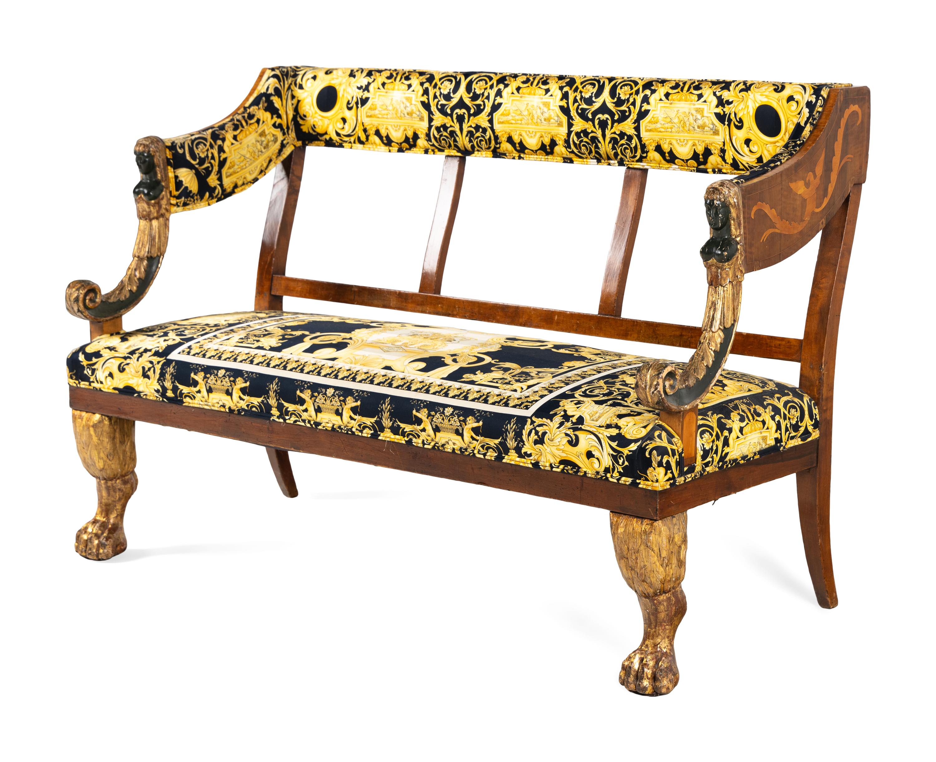 A North European Painted and Parcel Gilt Settee