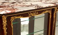 A Louis XV Style Gilt Bronze Mounted Marble-Top Vitrine Cabinet