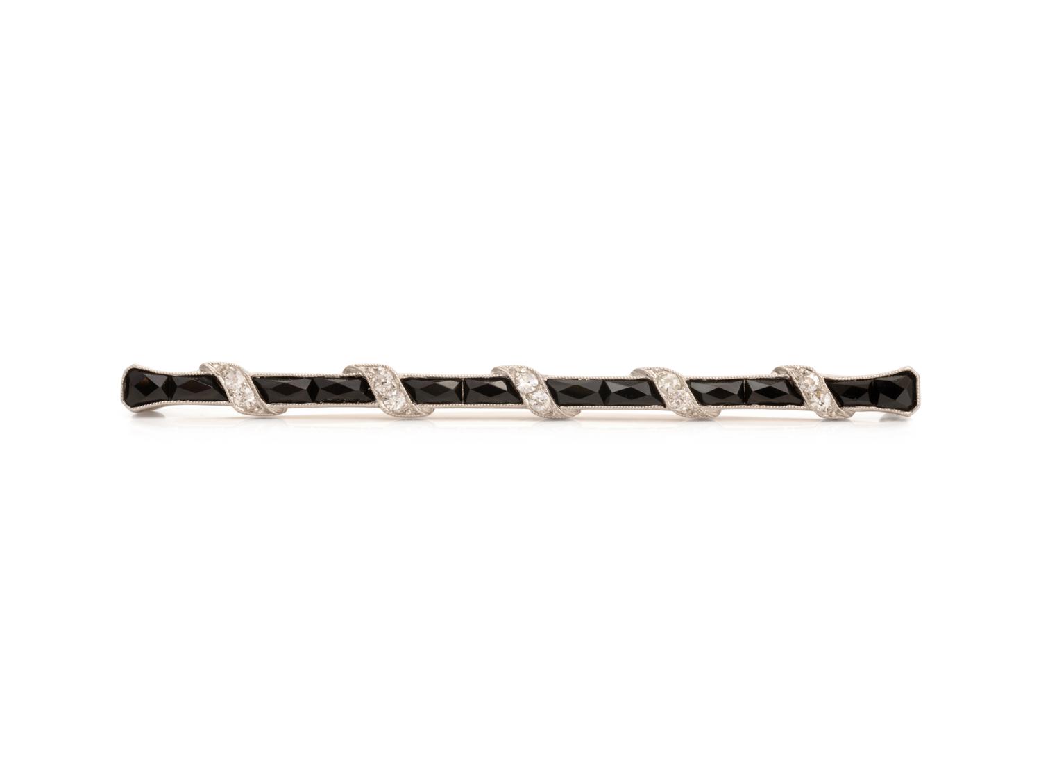 ART DECO, DIAMOND AND ONYX BAR PIN