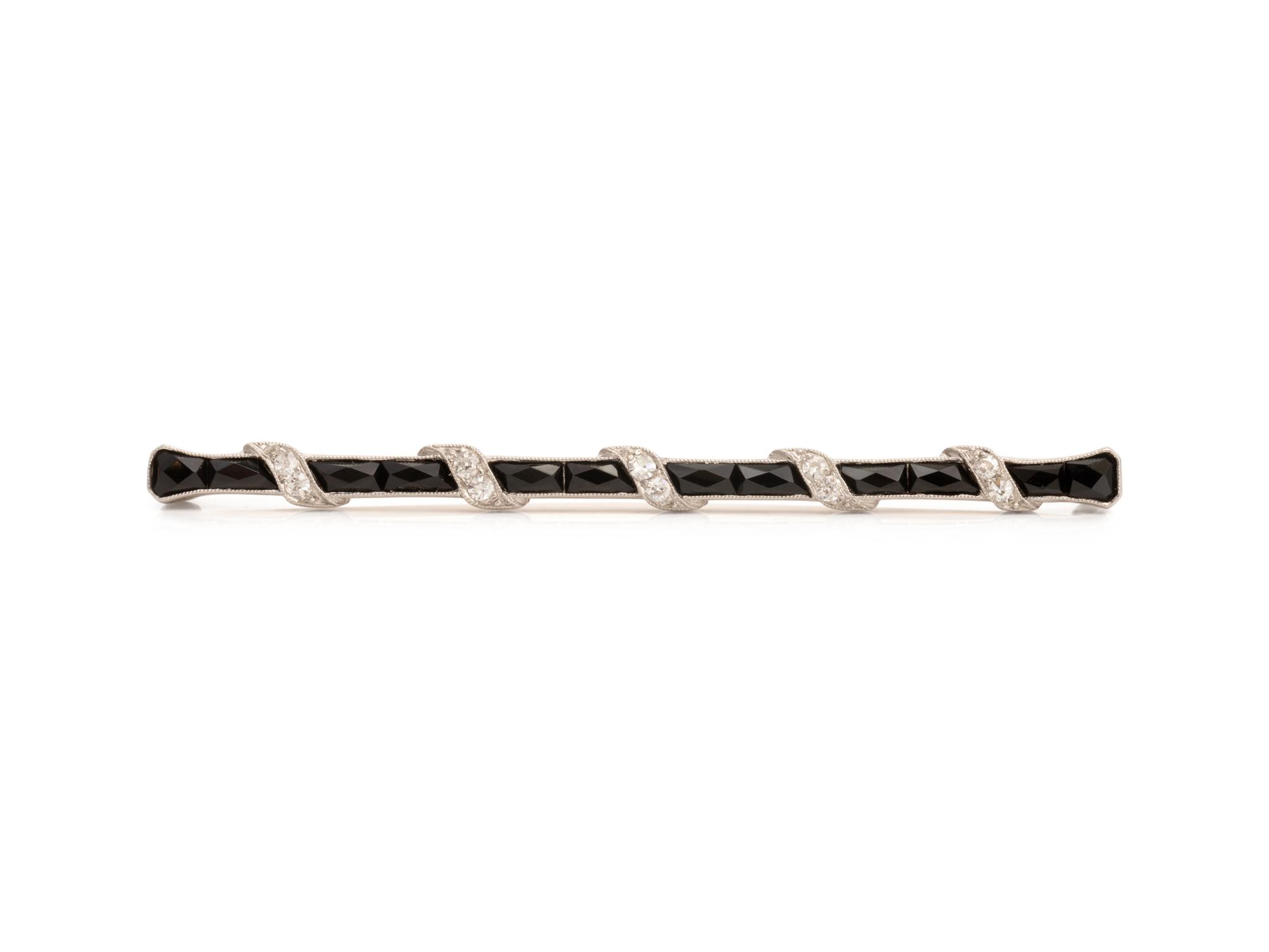 ART DECO, DIAMOND AND ONYX BAR PIN