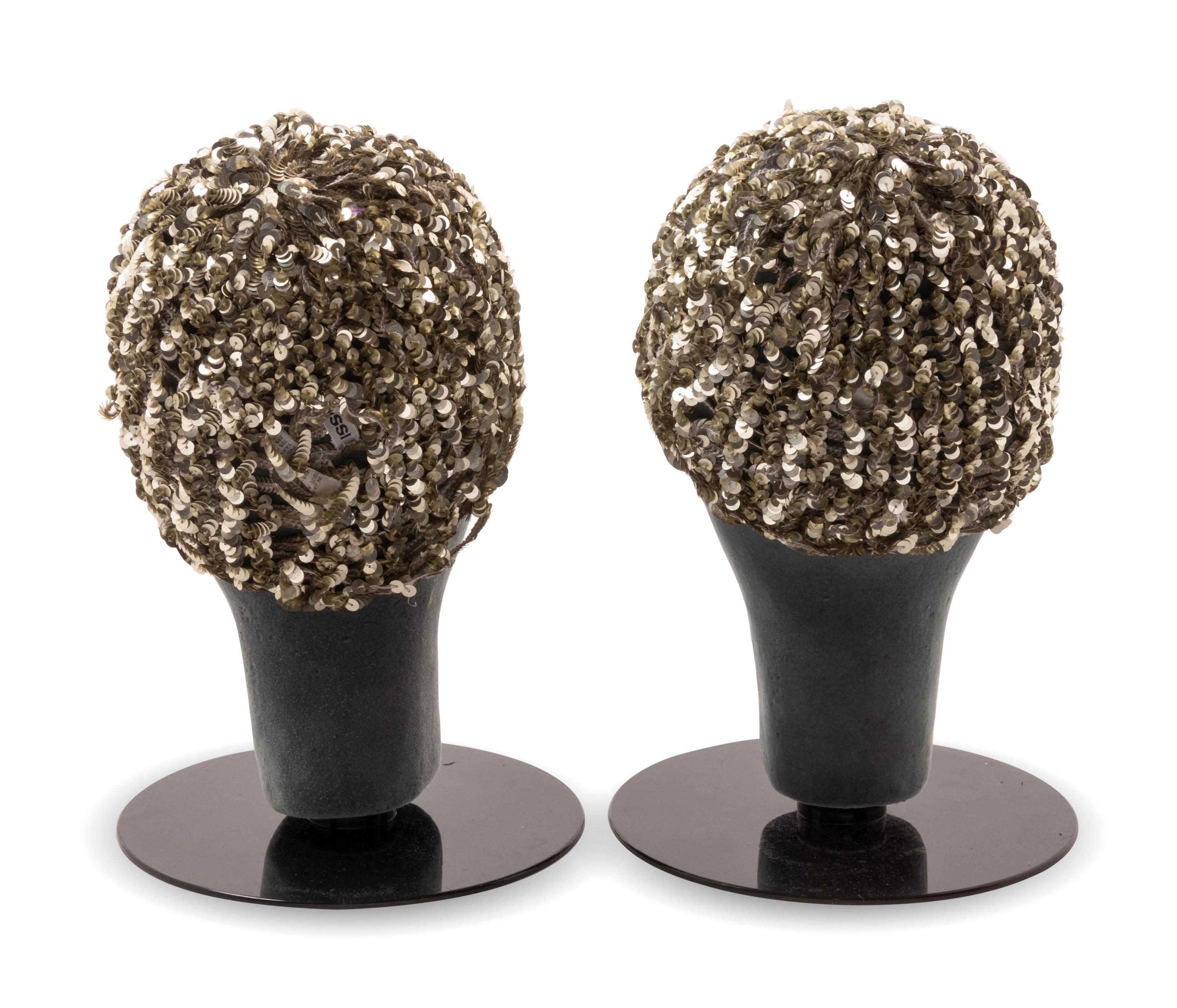 Two Issey Miyake Knit and Sequin Hats, 1970-80s