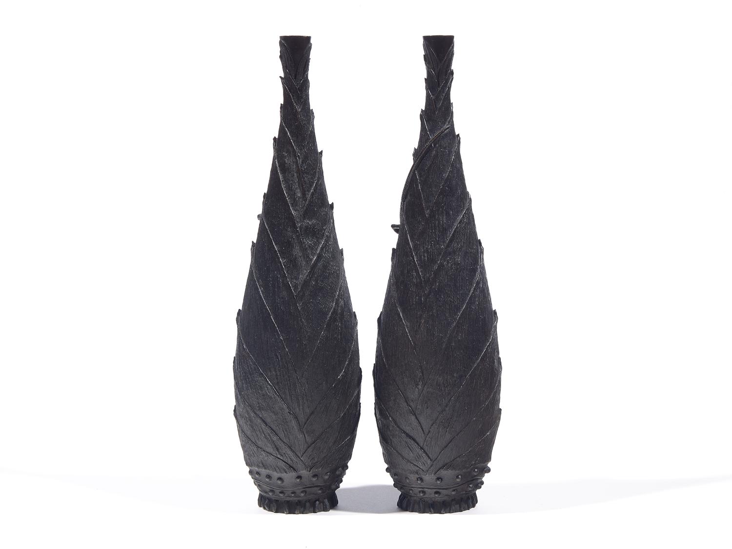 A Pair of Bronze Vases