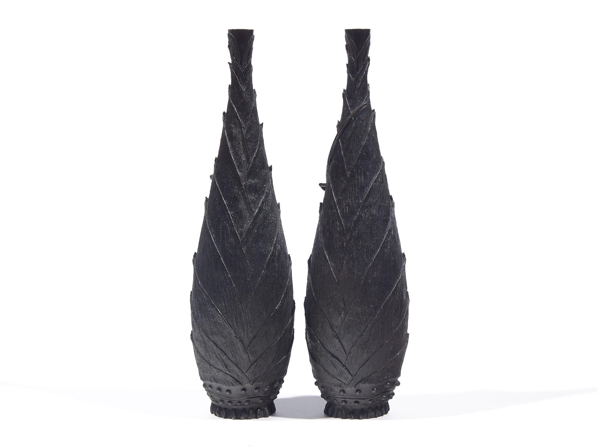 A Pair of Bronze Vases