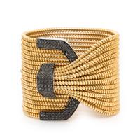 Woven Gold and Black Diamond Cuff Bracelet