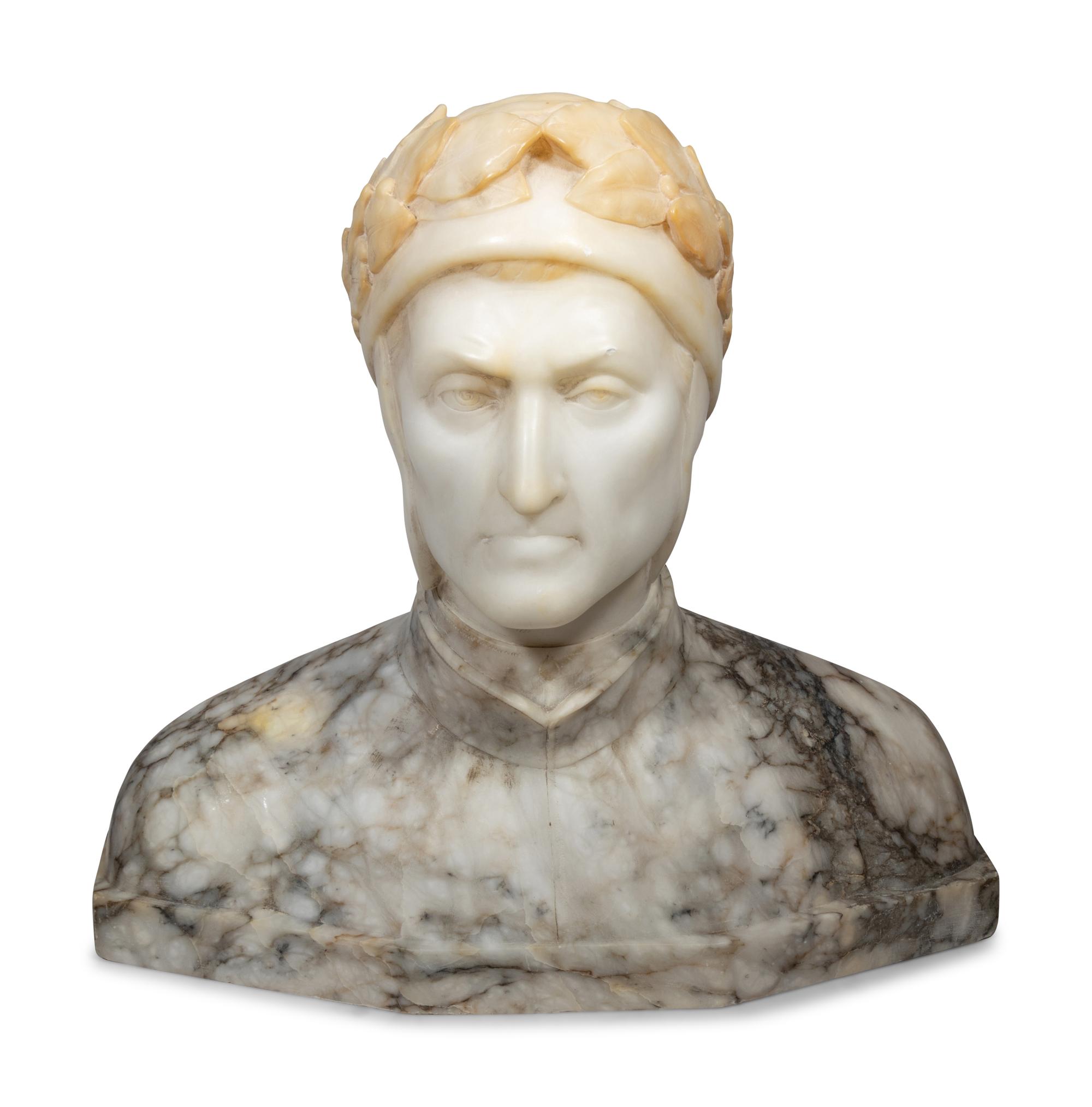 An Italian Alabaster Bust of Dante Alighieri
