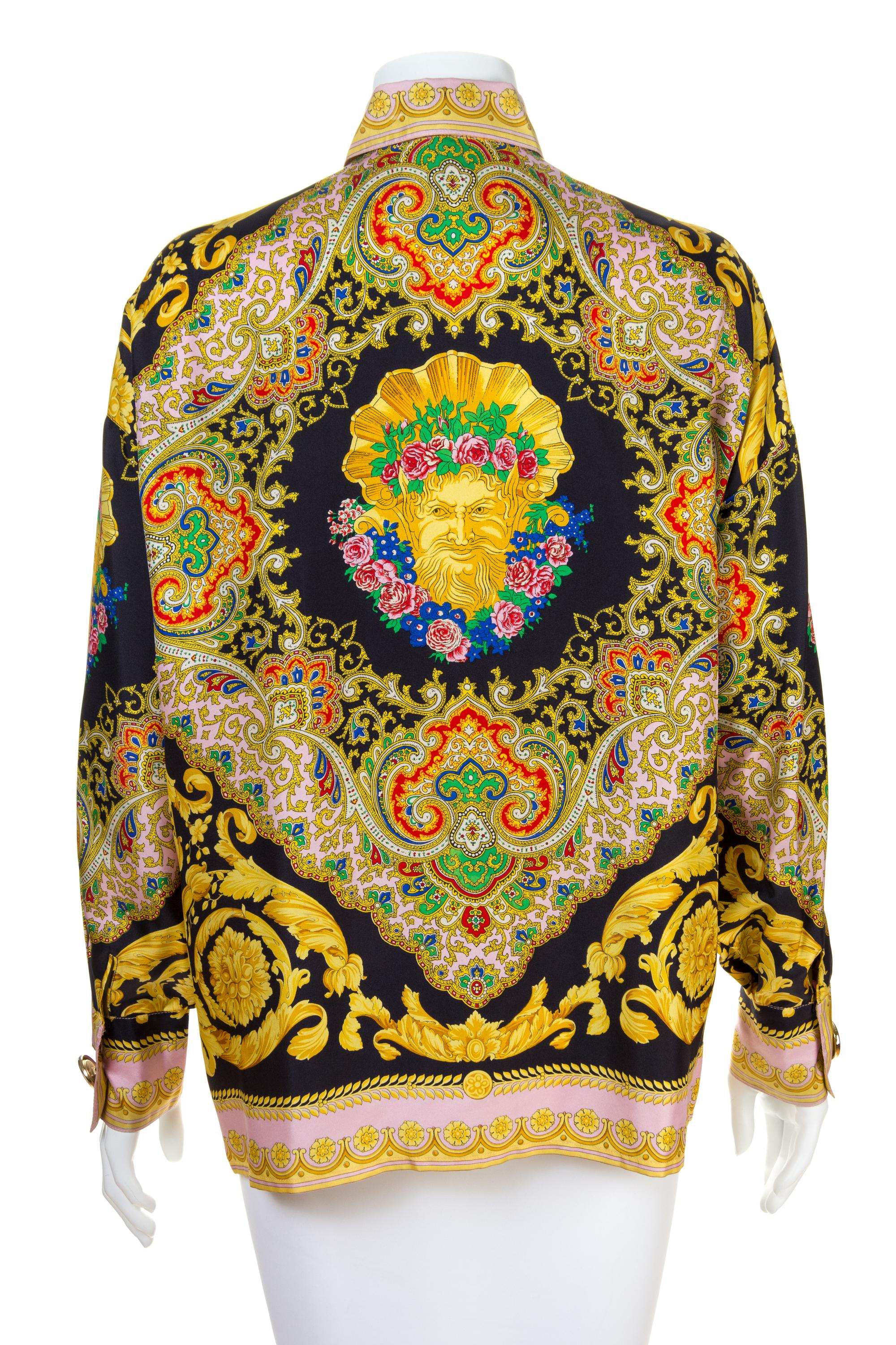 A Gianni Versace Silk Print Shirt, Size 42.