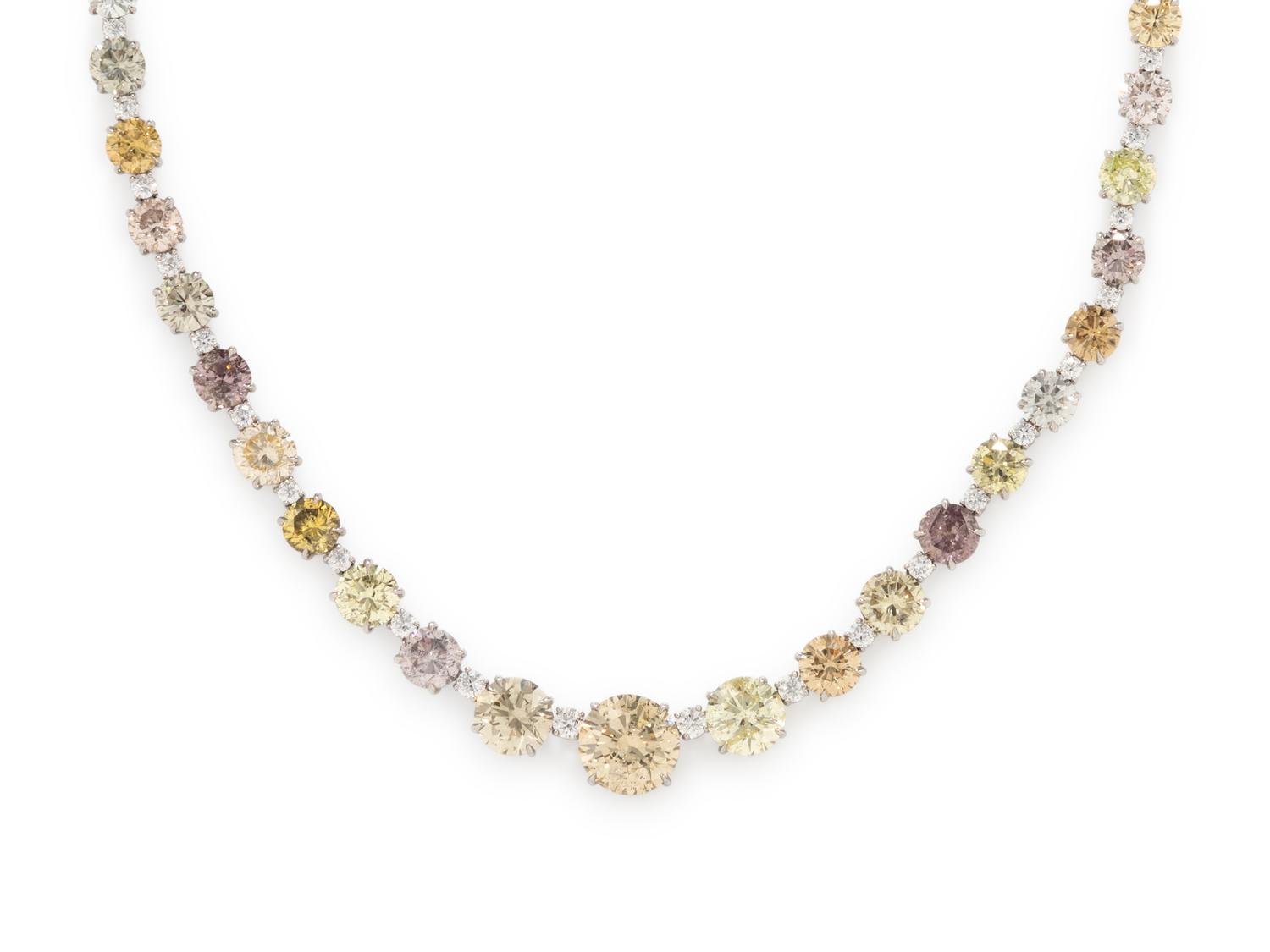 COLORED DIAMOND AND DIAMOND NECKLACE