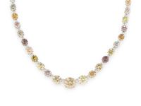 COLORED DIAMOND AND DIAMOND NECKLACE