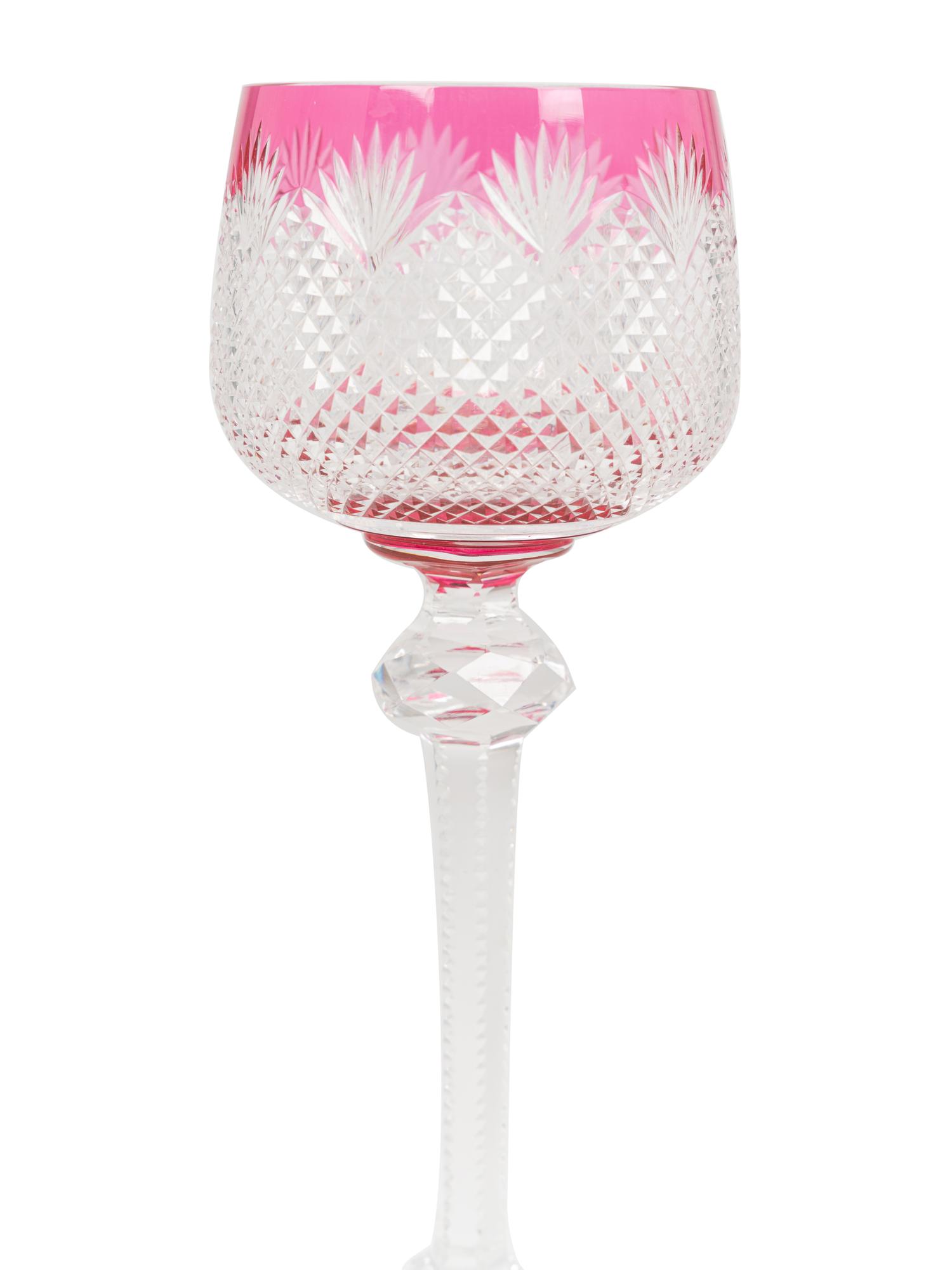 Twenty-Two Baccarat Nonancourt Cranberry Cut-to-Clear Hock Glasses