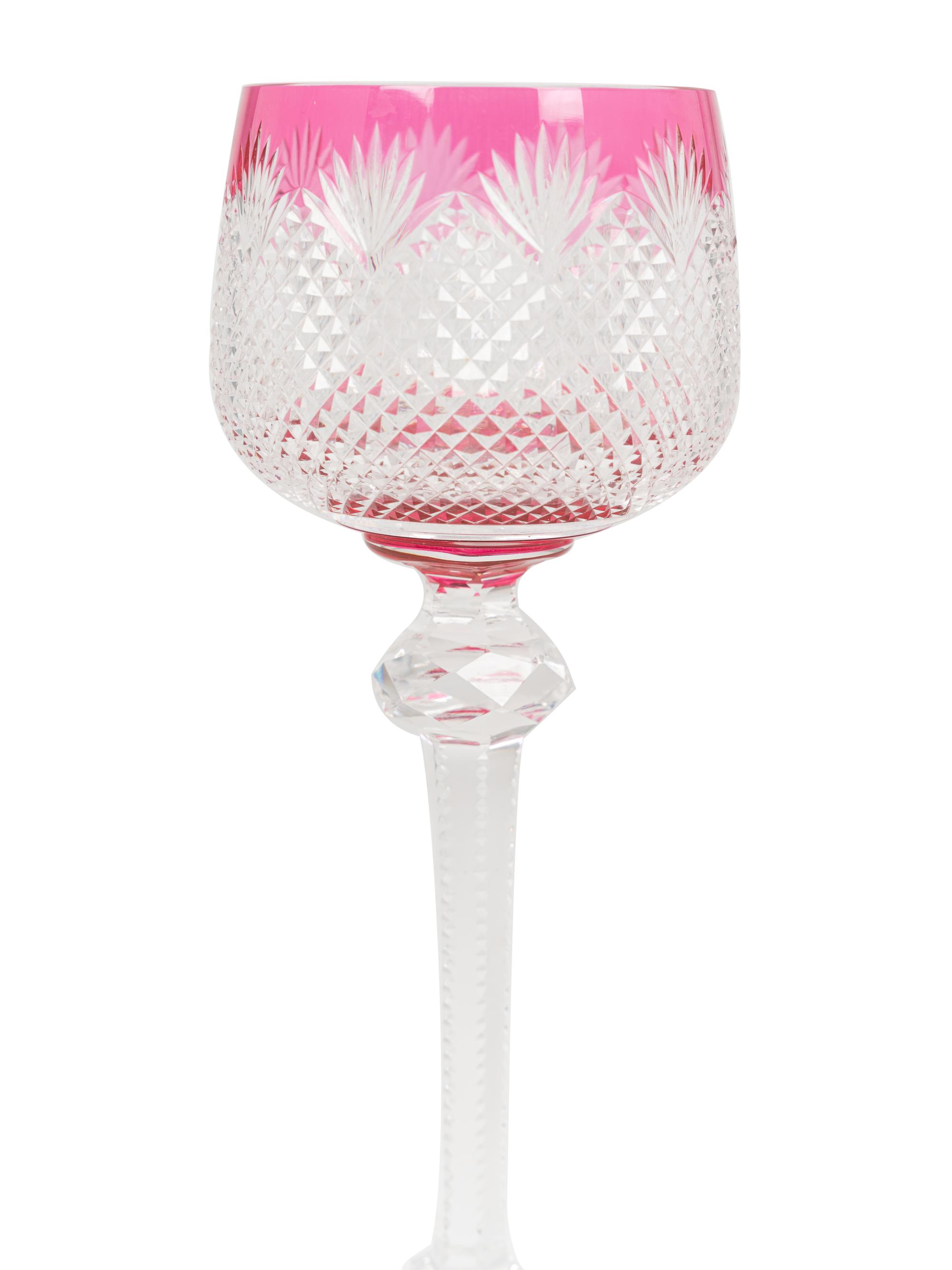 Twenty-Two Baccarat Nonancourt Cranberry Cut-to-Clear Hock Glasses
