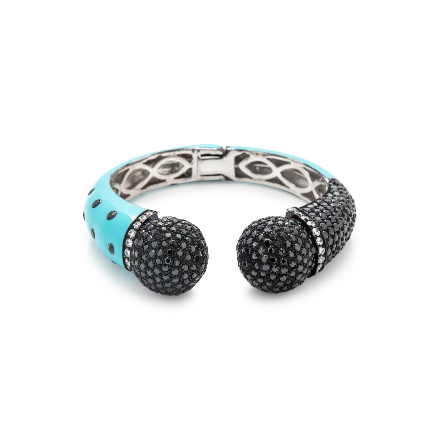 DIAMOND SIMULANT AND ENAMEL CUFF BRACELET