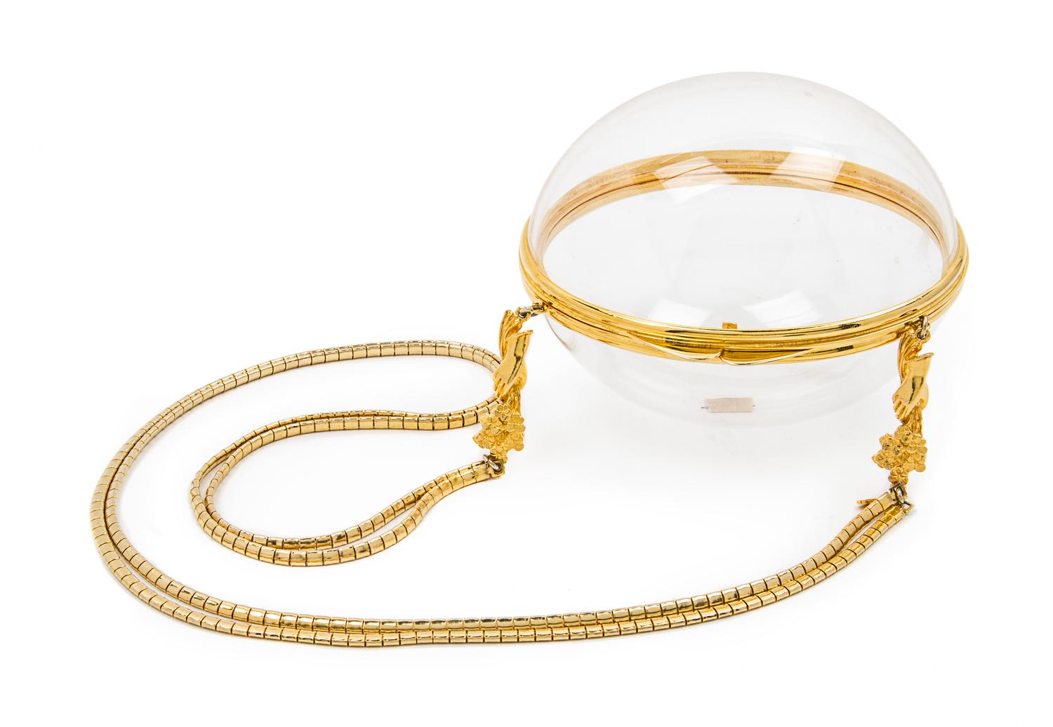 A Judith Leiber Vinyl Orb Bag, 5 1/2 inch diameter.