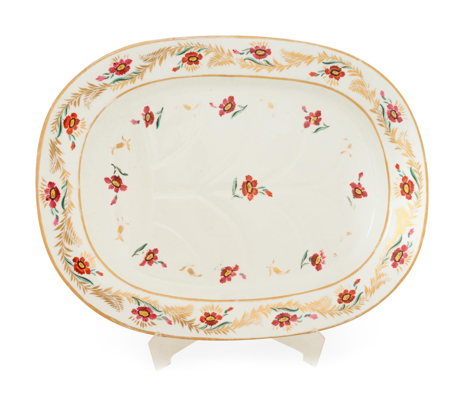 An English Porcelain Painted and Parcel-Gilt Meat Platter