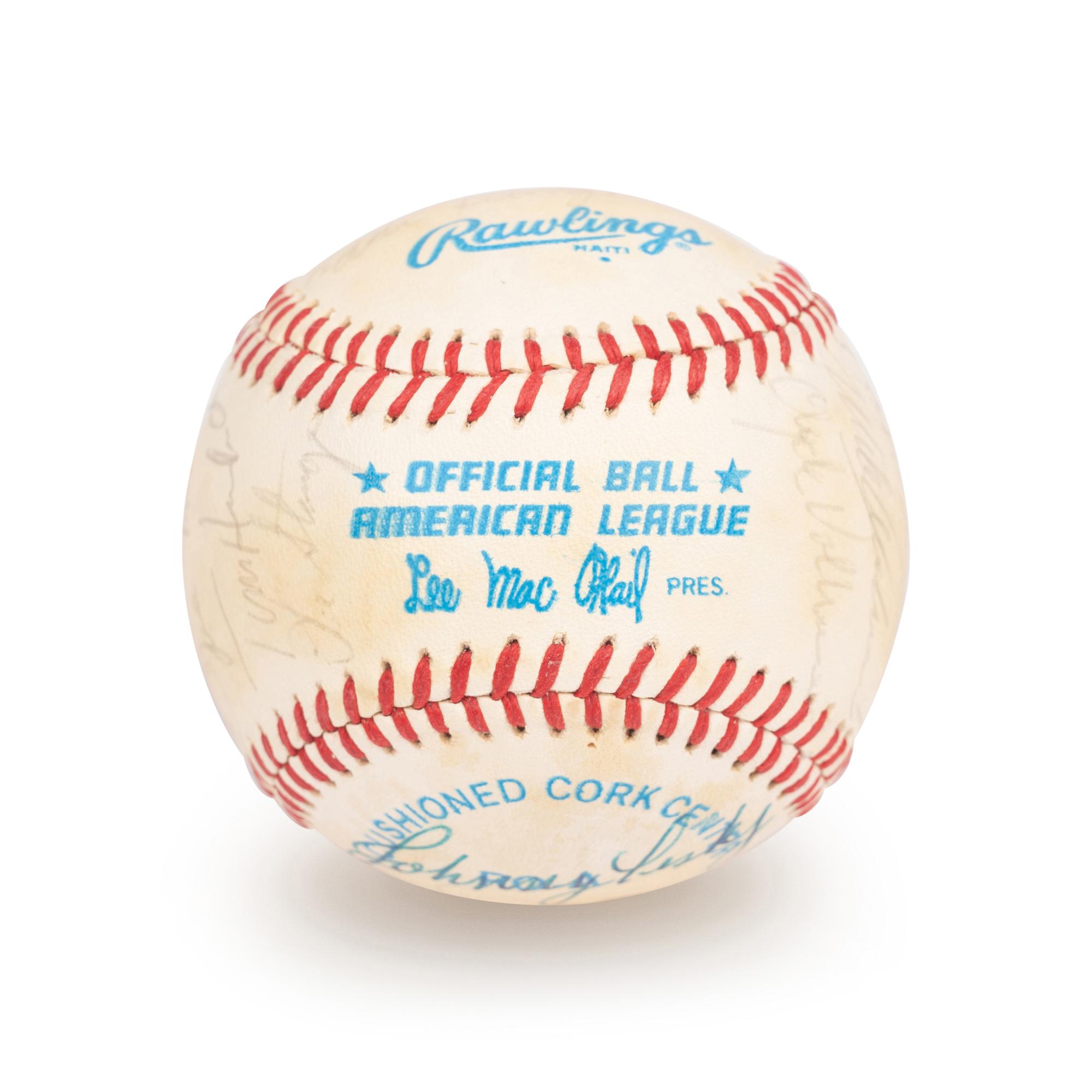 A Boston Red Sox Multi Signed Autograph Baseball With 20 Signatures Including Ted Williams (Beckett Authentication Services Letter BAS Certified),