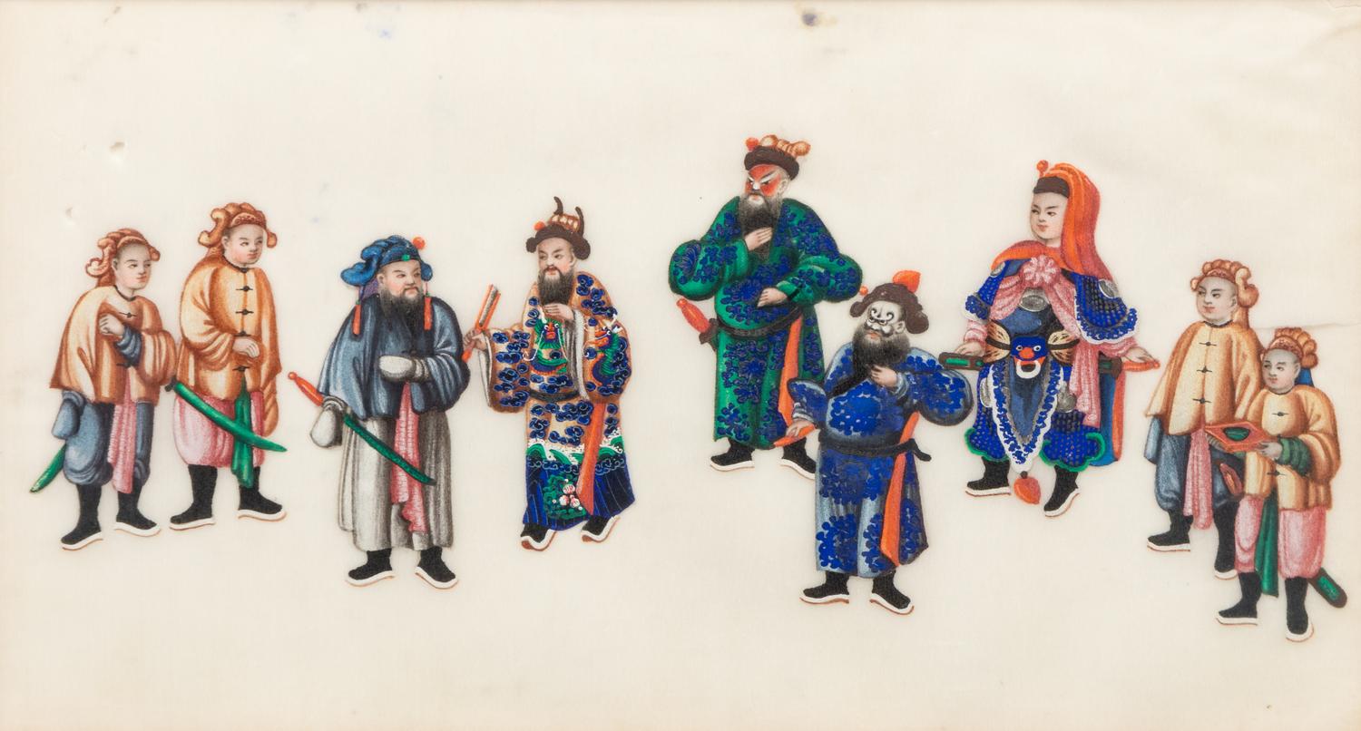 Three Chinese Export Pith Paintings